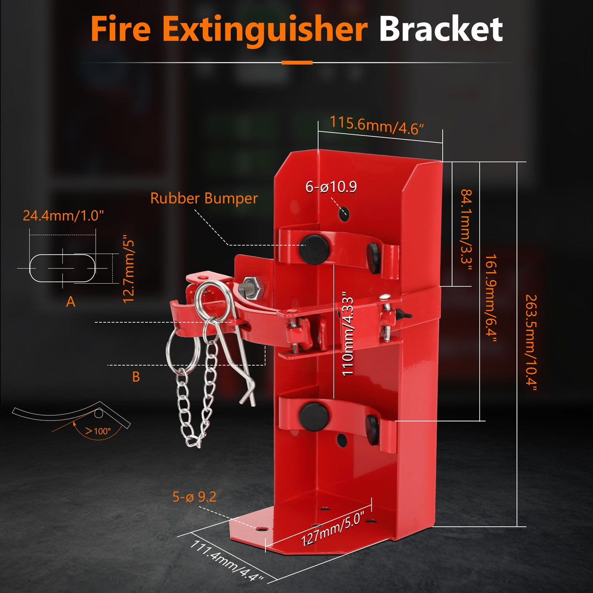 Heavy Duty Fire Extinguisher Brackets & Mounts Steel Red V333