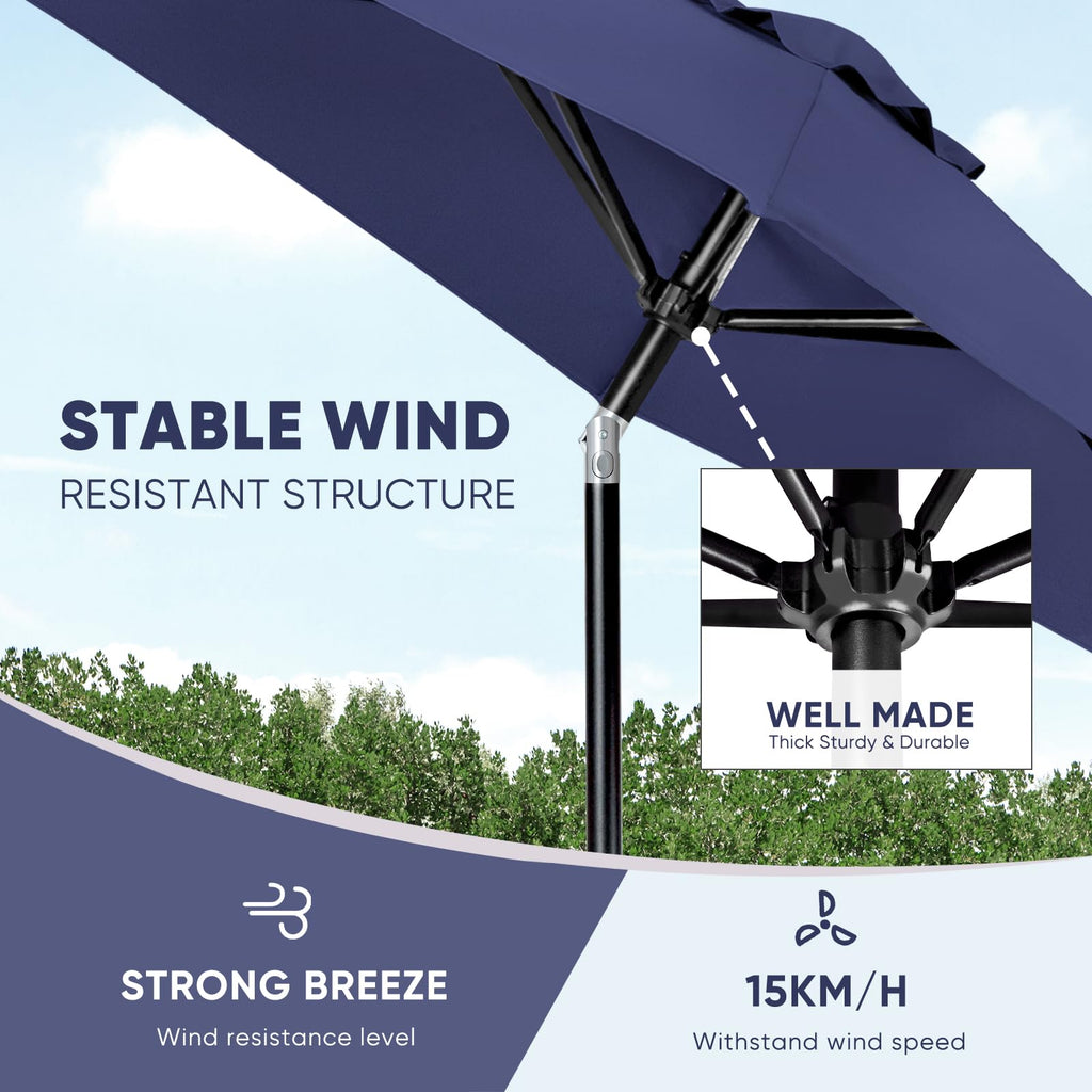 Patio Market Outdoor Table Umbrella with Push Button Tilt and Crank F433280