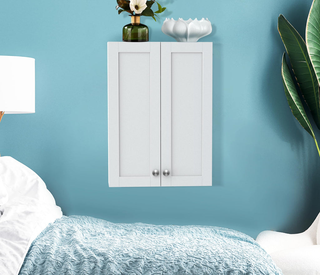 Wall Mounted White Bathroom Storage Cabinet 20x28 inch Q617307