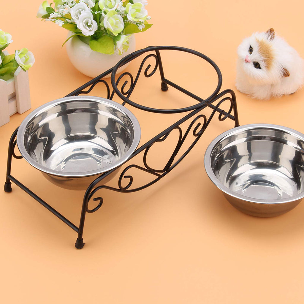 Double Stainless Steel Elevated Dog Bowls with Iron Stand A26155