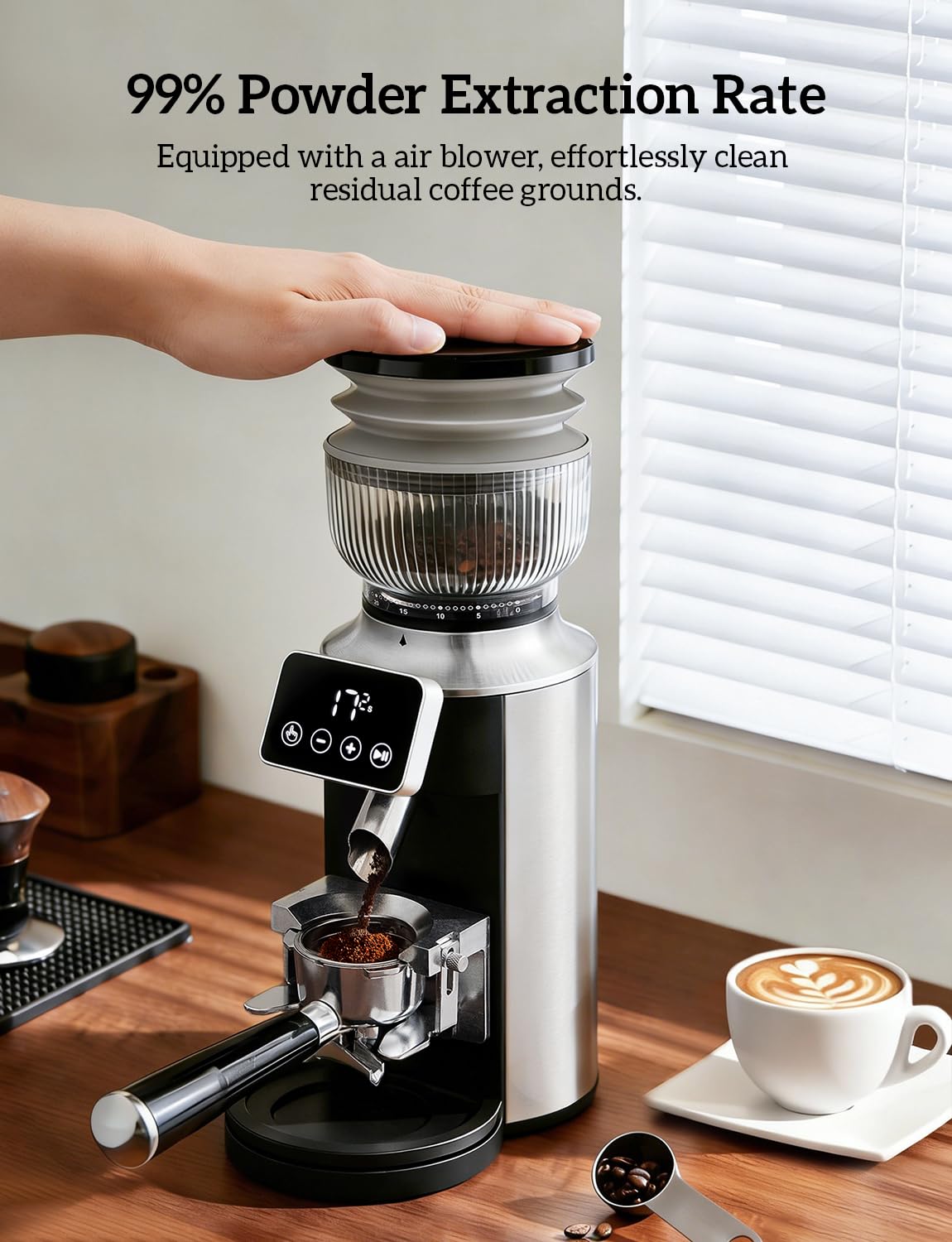 Stainless Steel Espresso Grinder with Portafilter Holder J55820