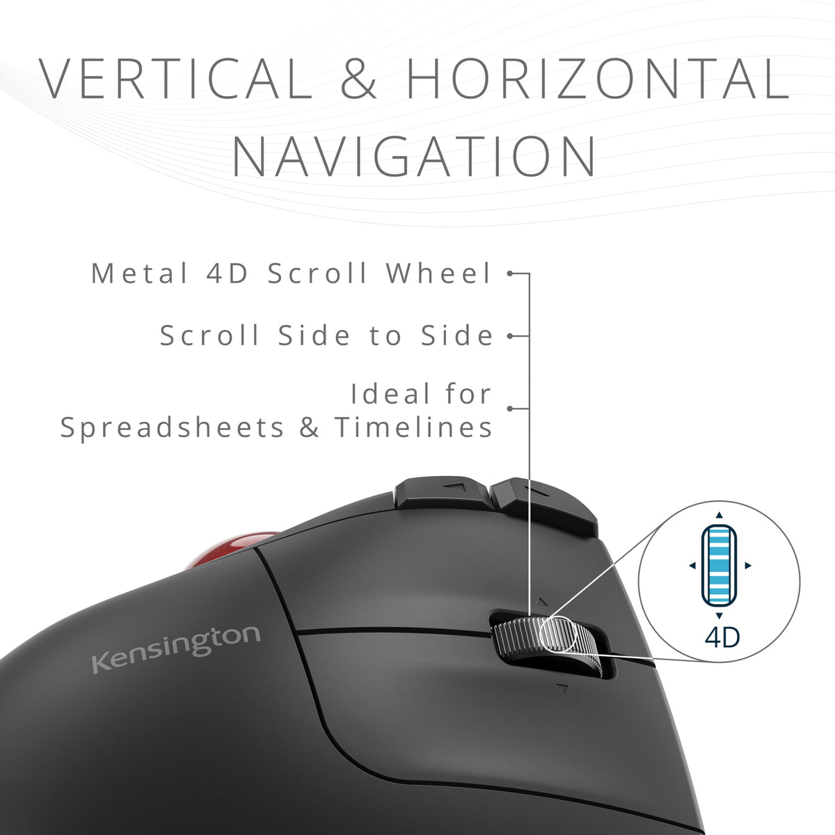Wireless Vertical Trackball Mouse, Rechargeable - Black U205