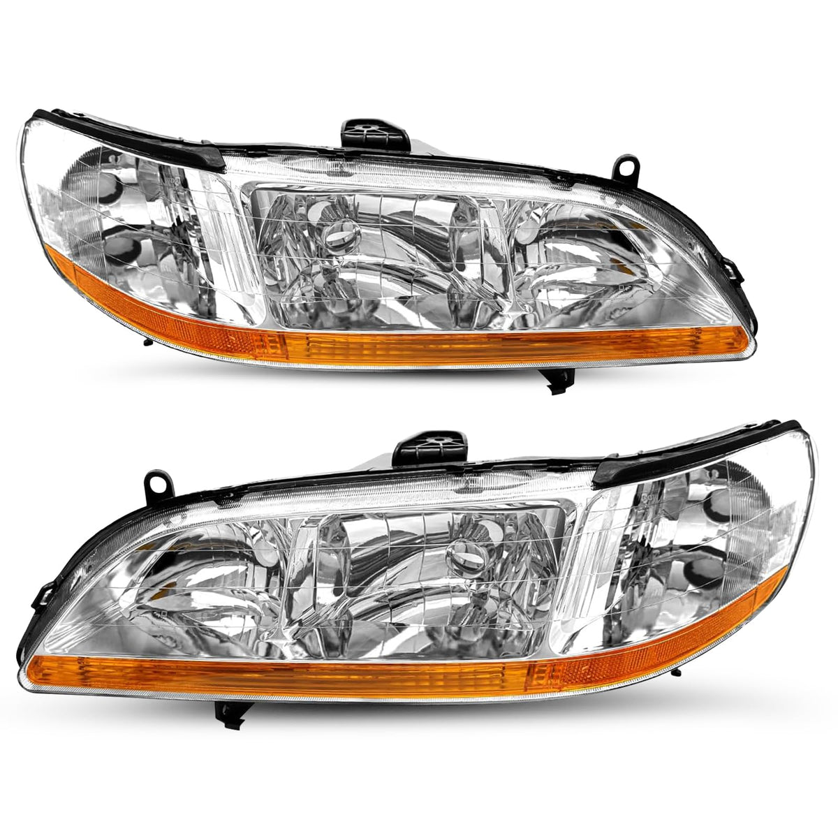 Headlight Assembly with Chrome Housing and Amber Reflector (L+R) C48934