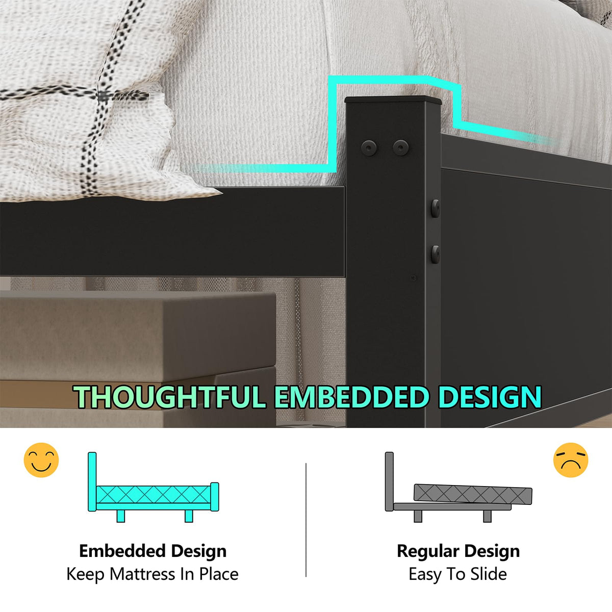 Twin Size Bed Frame with Storage Headboard and LED Lights H505