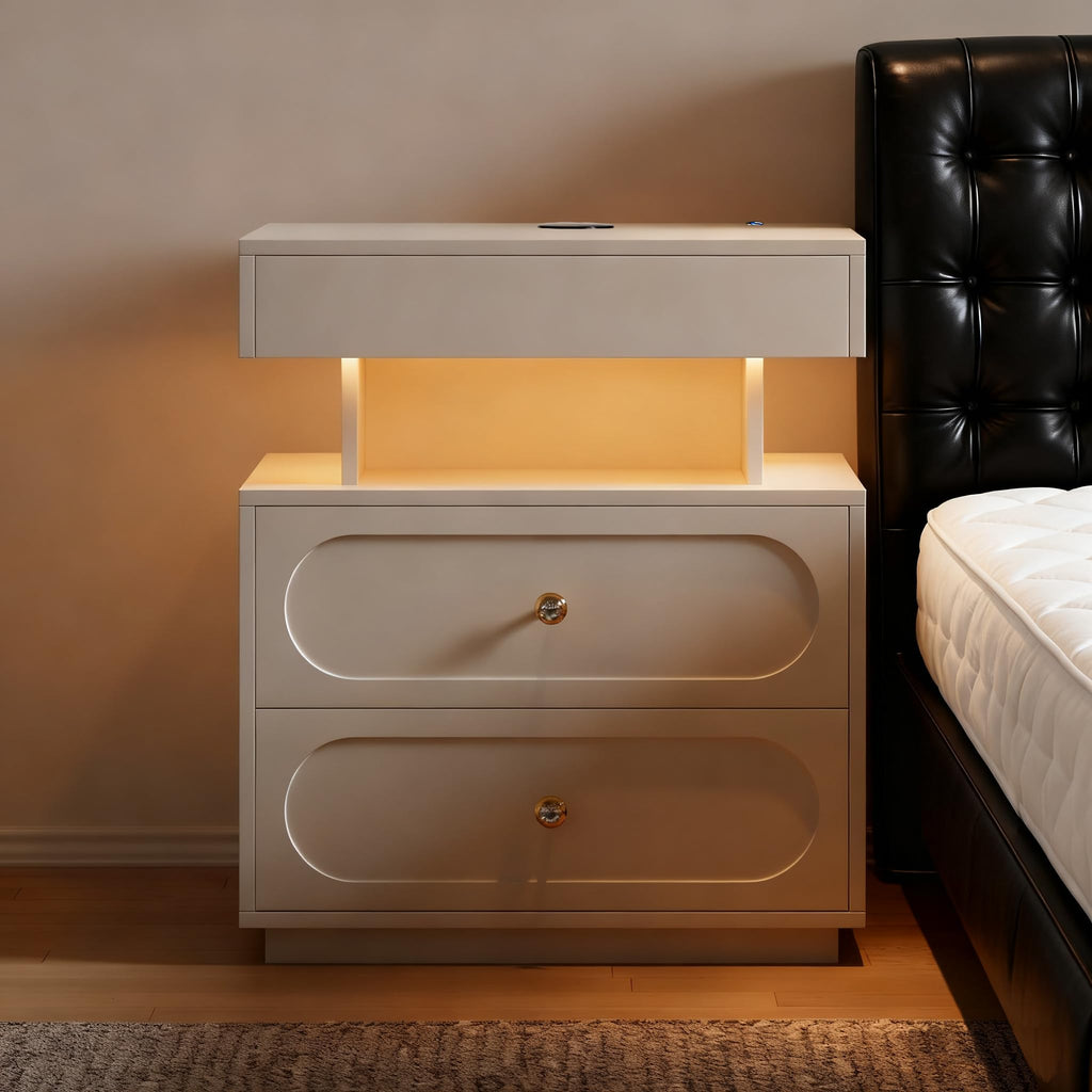 3-Drawer LED Nightstand with Light C8859