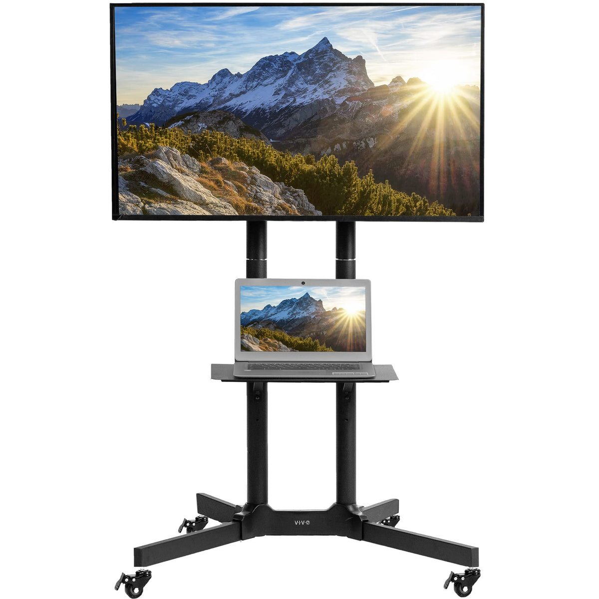 Black Mobile TV Cart for 32 to 83 inch Screens V910