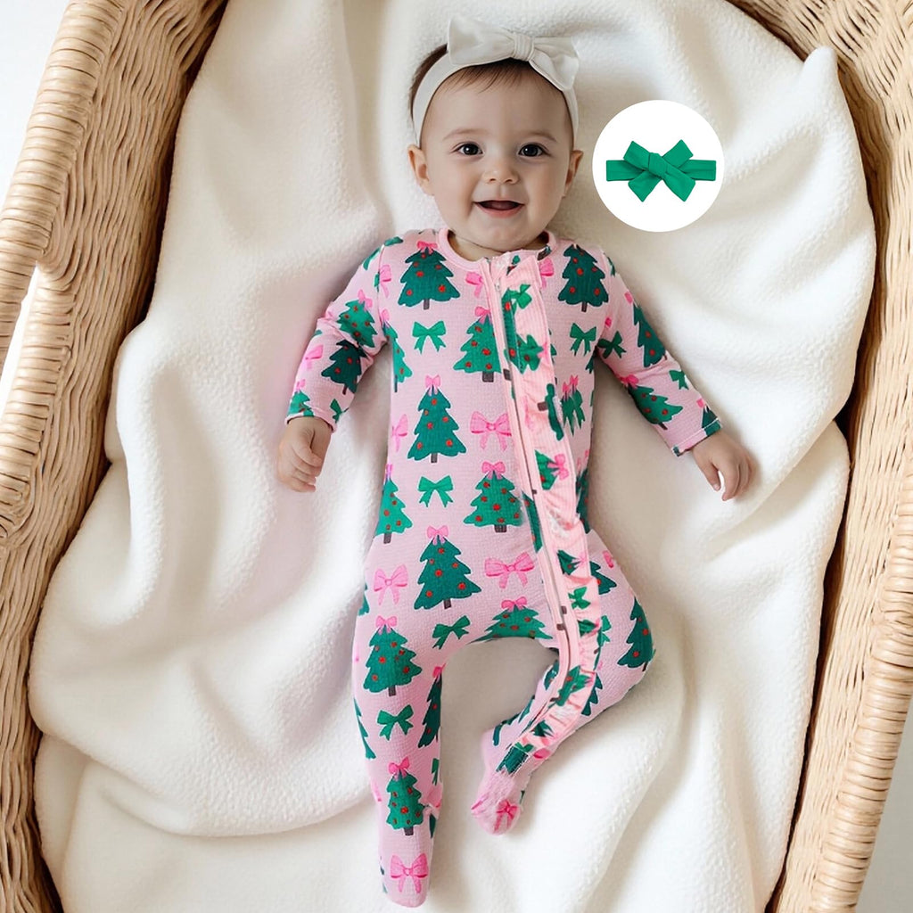 Newborn Baby Girl Footie Romper Sleeper Outfit W874