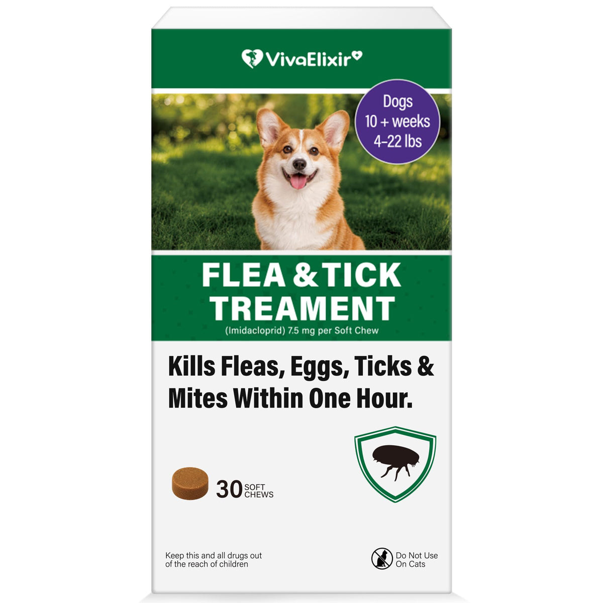 Flea and Tick Chews for Dogs 7.5 mg Soft Chews 30 Count S7589