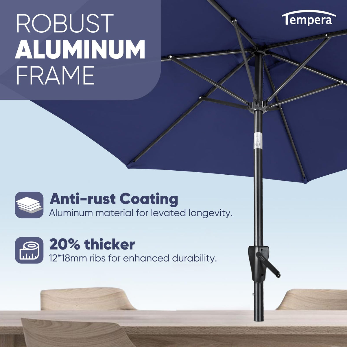 Patio Market Outdoor Table Umbrella with Push Button Tilt and Crank F433280