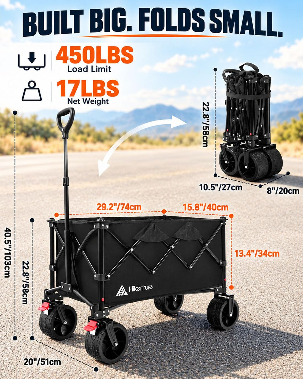Foldable Beach Wagon with Big Wheels L507137