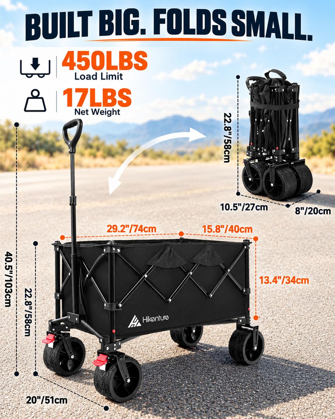 Foldable Beach Wagon with Big Wheels L507137