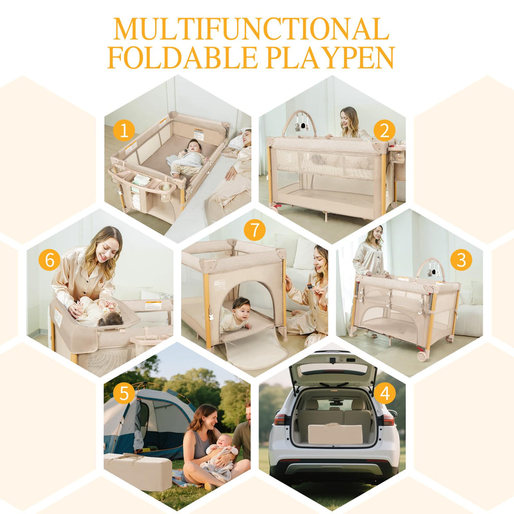 5-in-1 Foldable Baby Bassinet Playpen L128