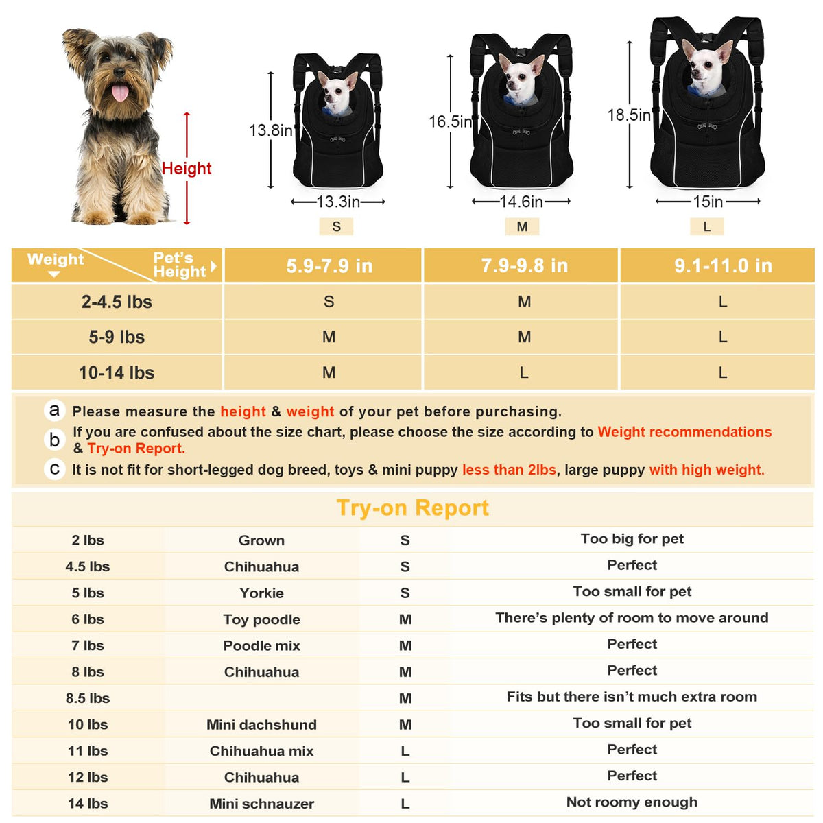 Pet Dog Carrier Backpack U13796