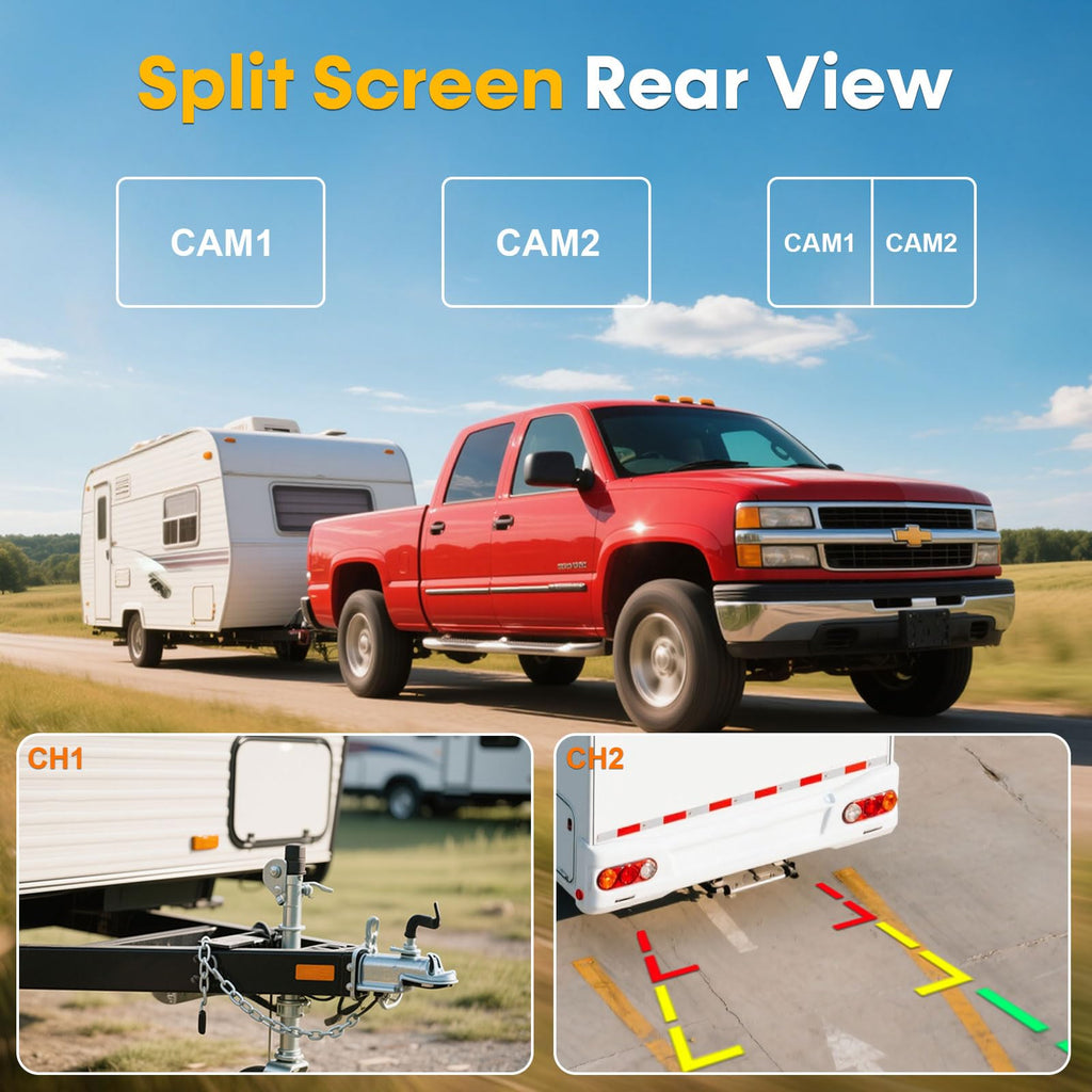 7" Split Screen Dual Backup Camera System Y2276