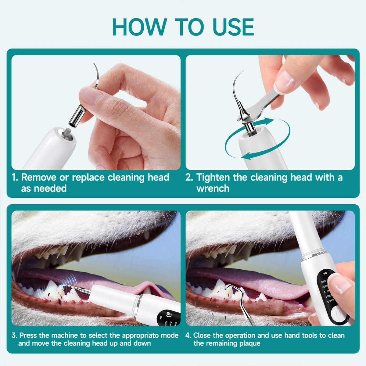 White Dog Teeth Cleaning Kit with LED Light L691