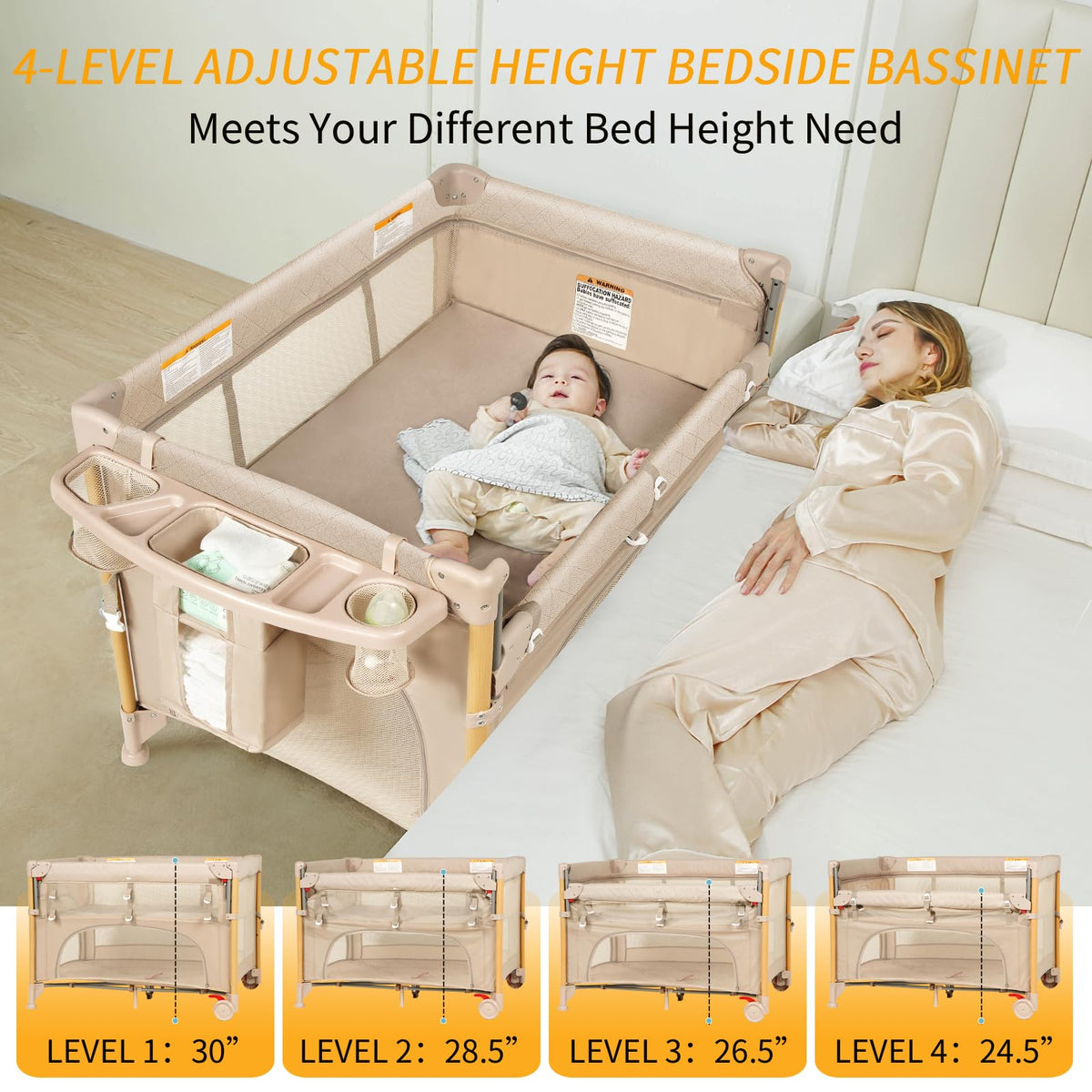 5-in-1 Foldable Baby Bassinet Playpen L128