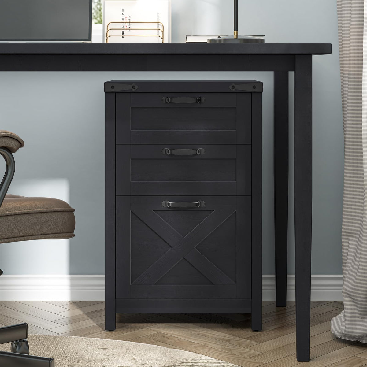 Black 3 Drawer File Cabinet W457069