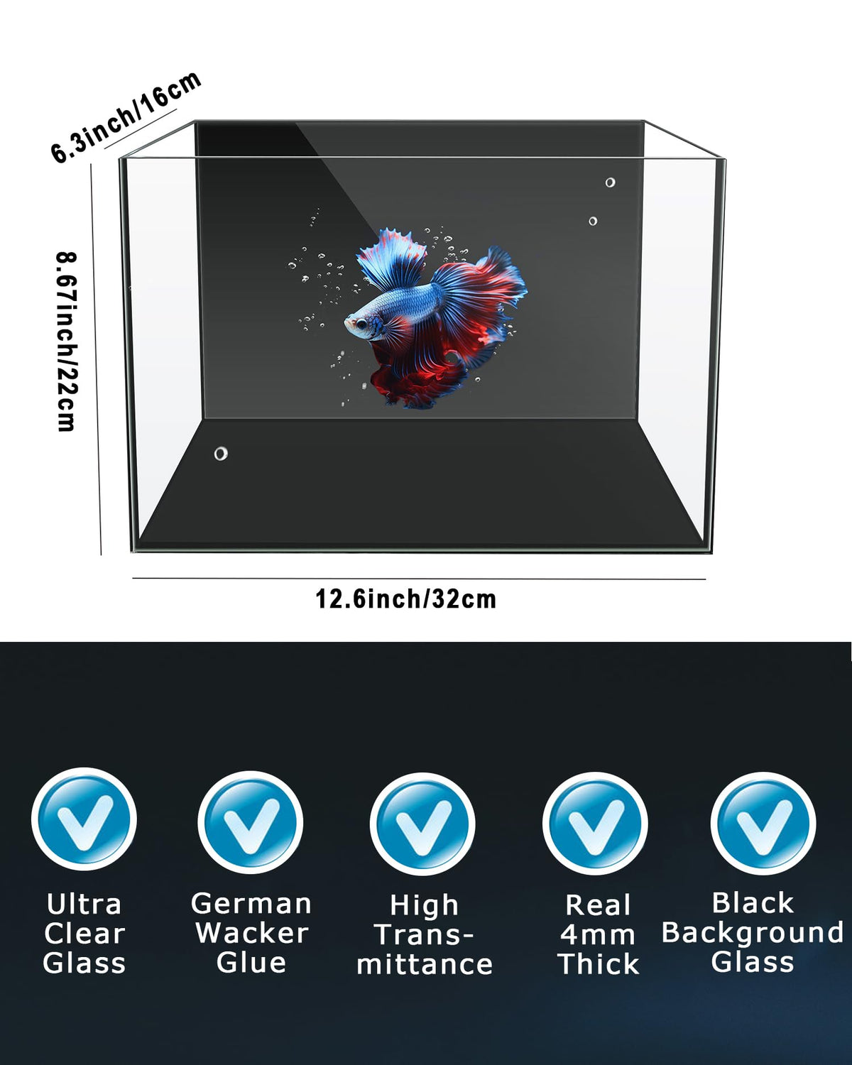 3 Gallon Ultra-Clear Glass Fish Tank with Filter and Led Light X538