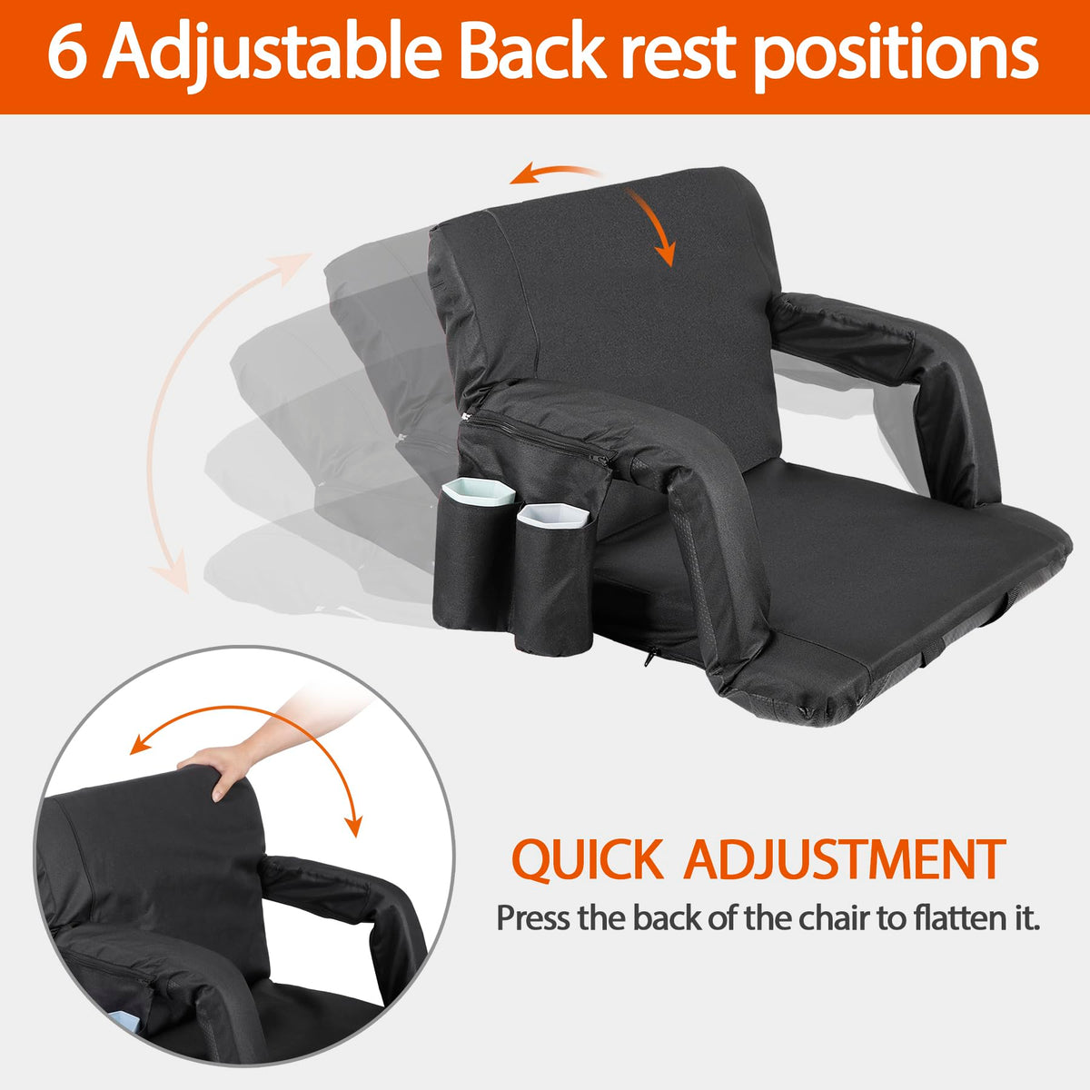 2 Pack Folding Bleacher Chairs with Cushion C44810