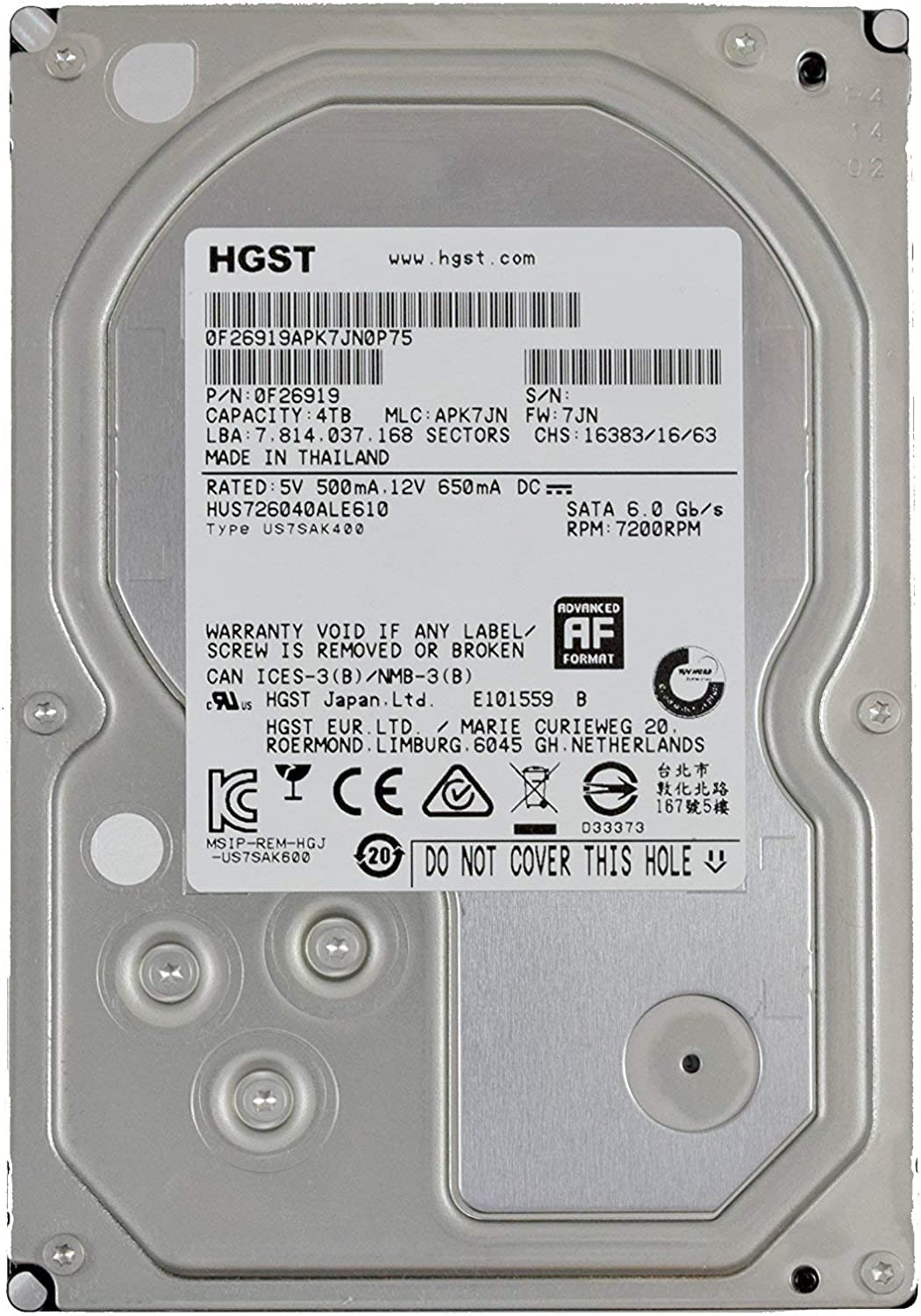 4TB 7200 RPM SATA 3.5" Internal Hard Drive V3770