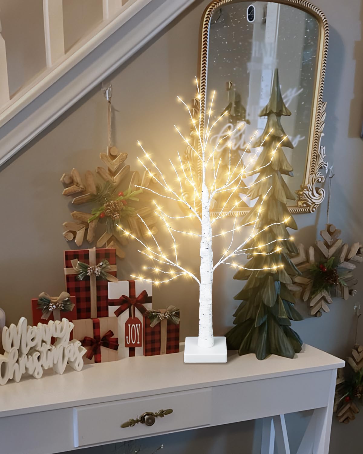 24 Inch Artificial Lighted Birch Tree with 144 LED Lights M3960