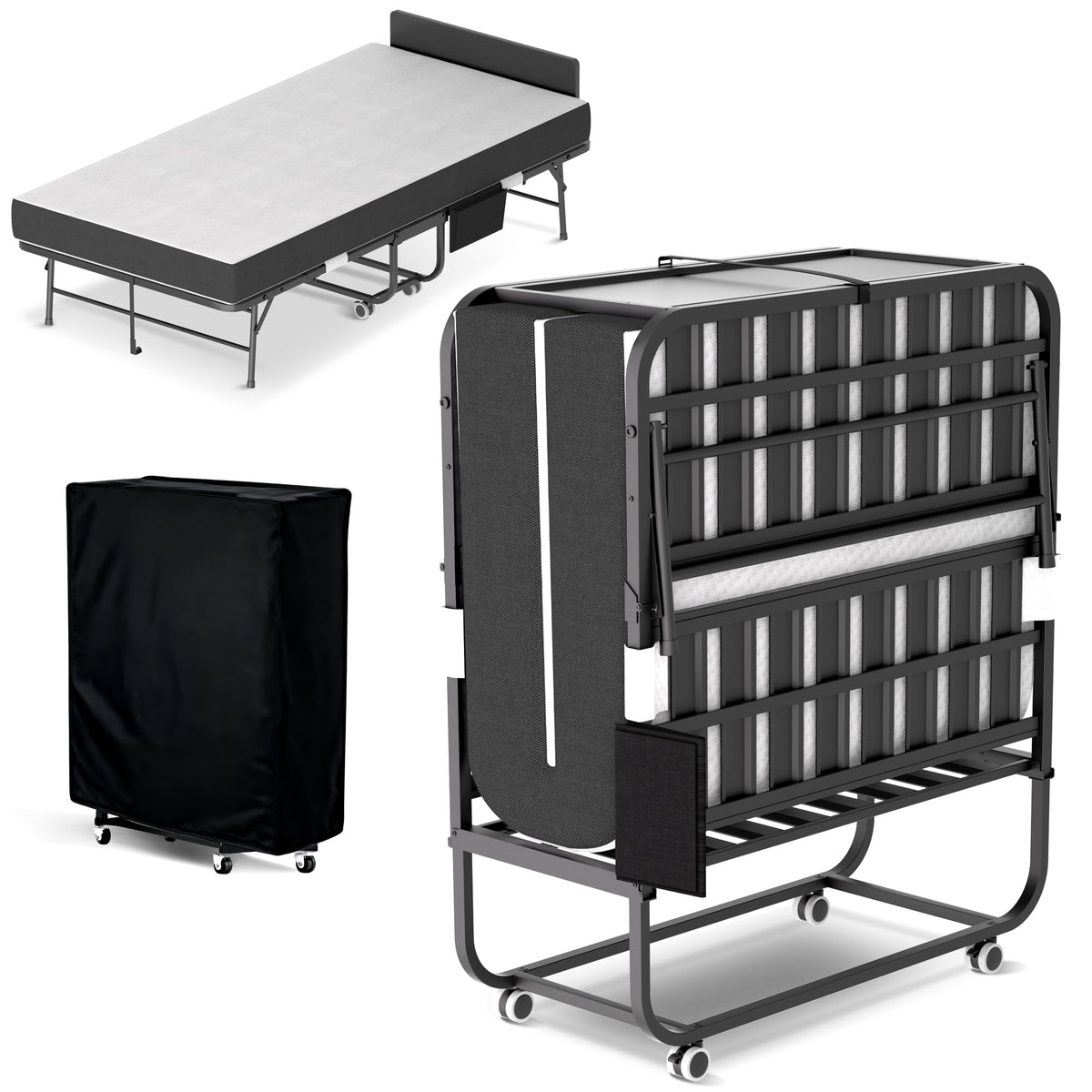 Folding Bed with Mattress, 5-Inch Memory Foam, 500lbs Capacity, Metal Frame Q44738