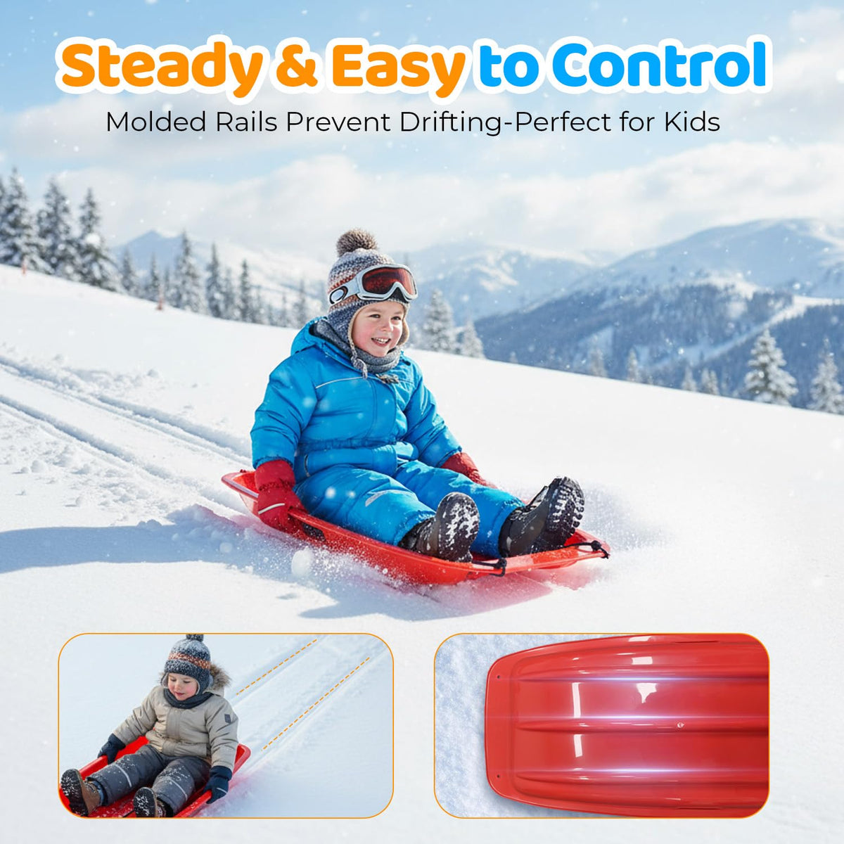 35" Snow Sled with Rope and Handles K9557