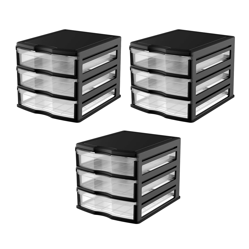 3 Pack 3 Drawer White Stackable Storage Organizer Y26624