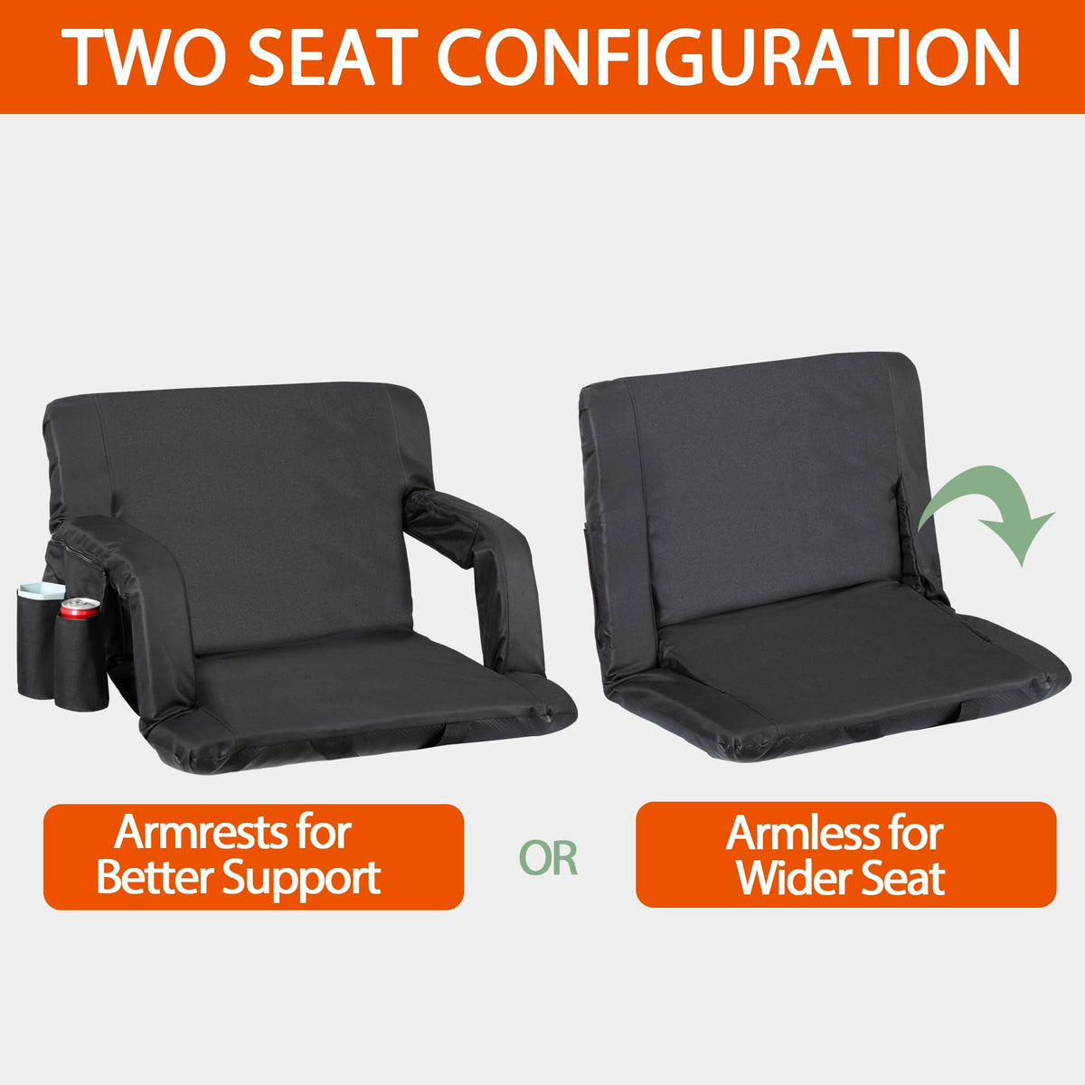 2 Pack Folding Bleacher Chairs with Cushion C44810