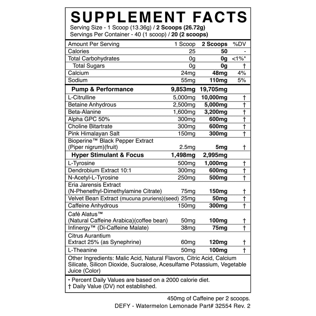 High-Stimulant Pre-Workout Powder Watermelon Lemonade 40 Servings Z694