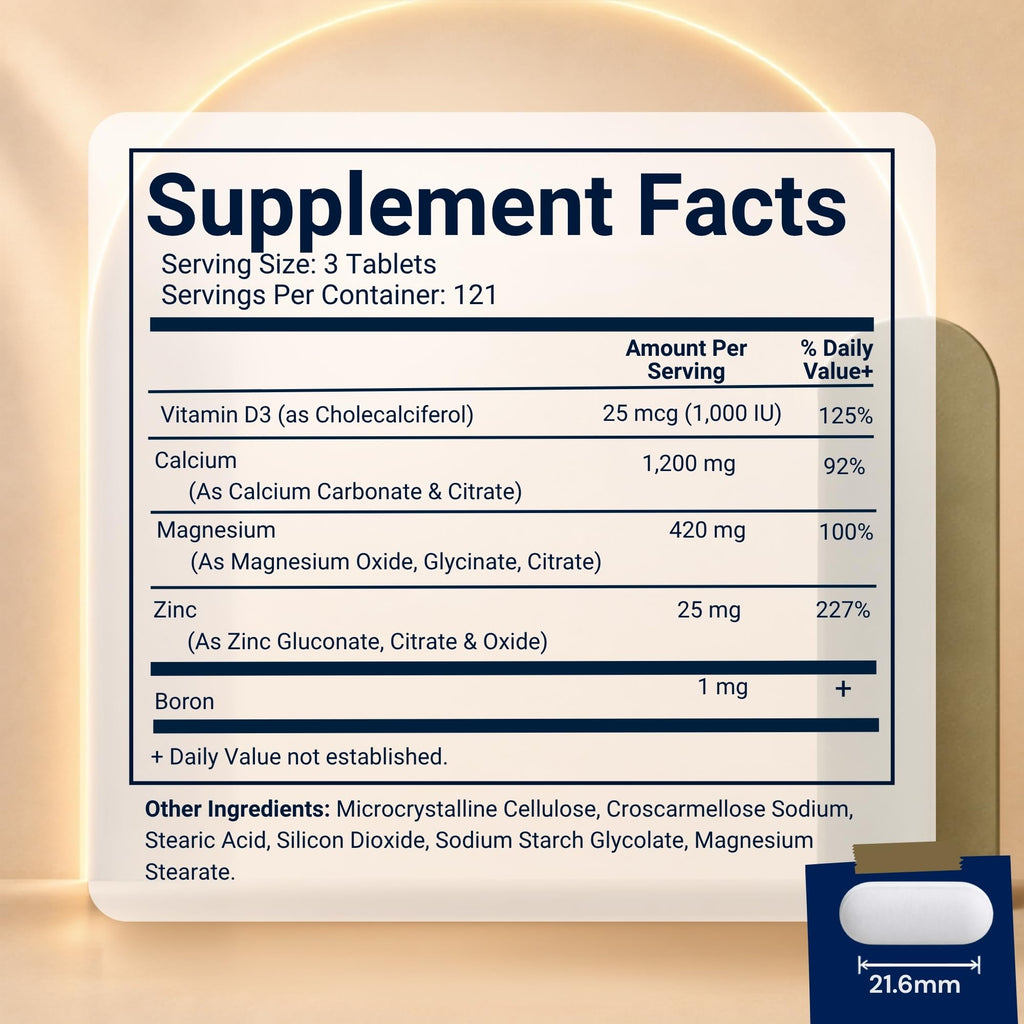 Calcium Magnesium Zinc D3 Boron 365 Coated Tablets Supplement V8307