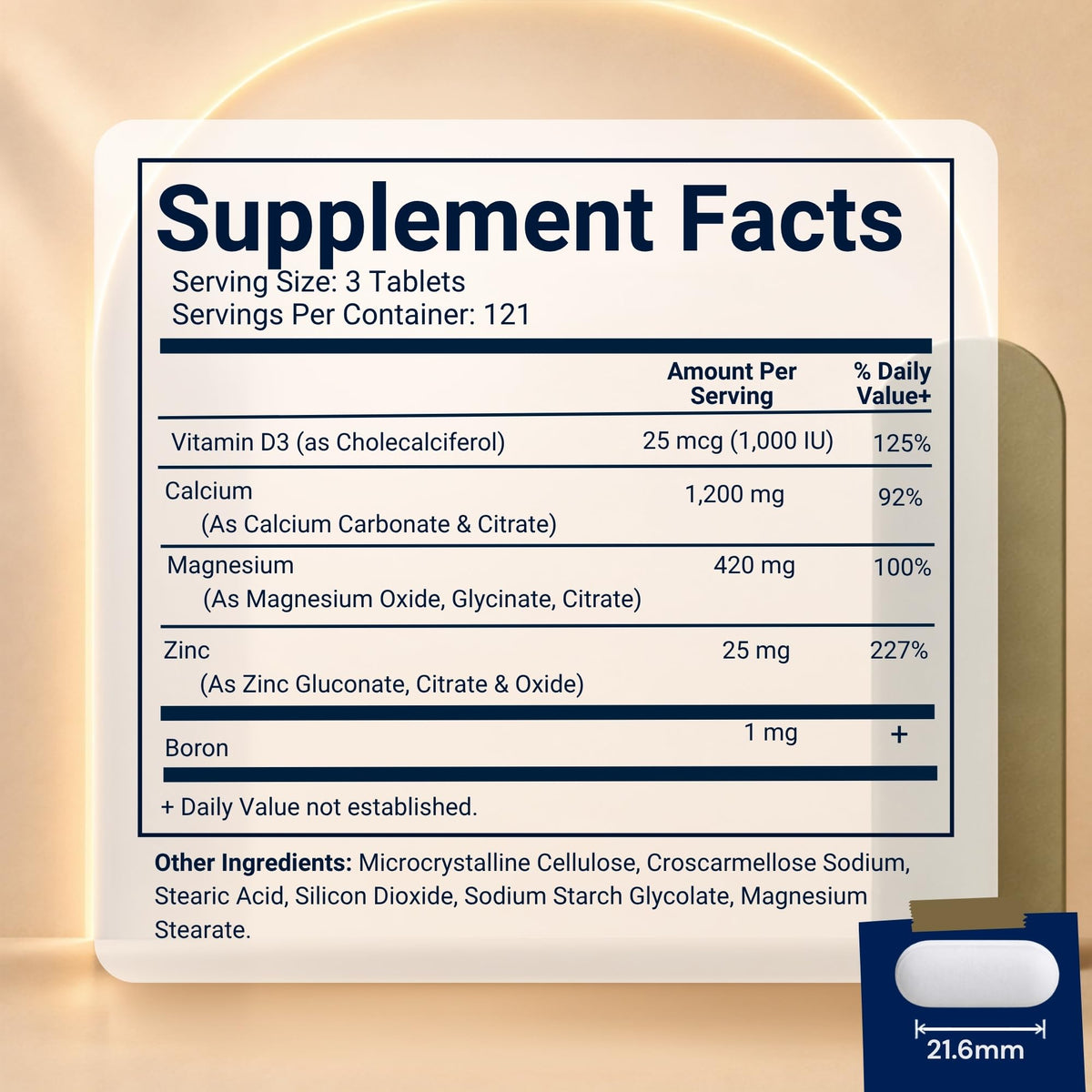 Calcium Magnesium Zinc D3 Boron 365 Coated Tablets Supplement V8307