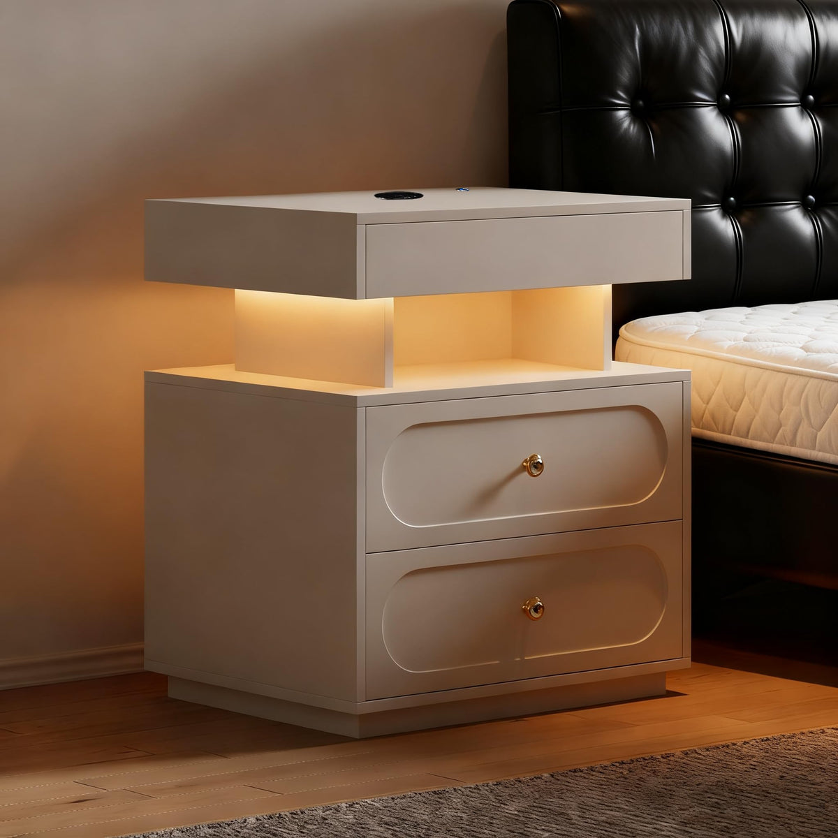 3-Drawer LED Nightstand with Light C8859