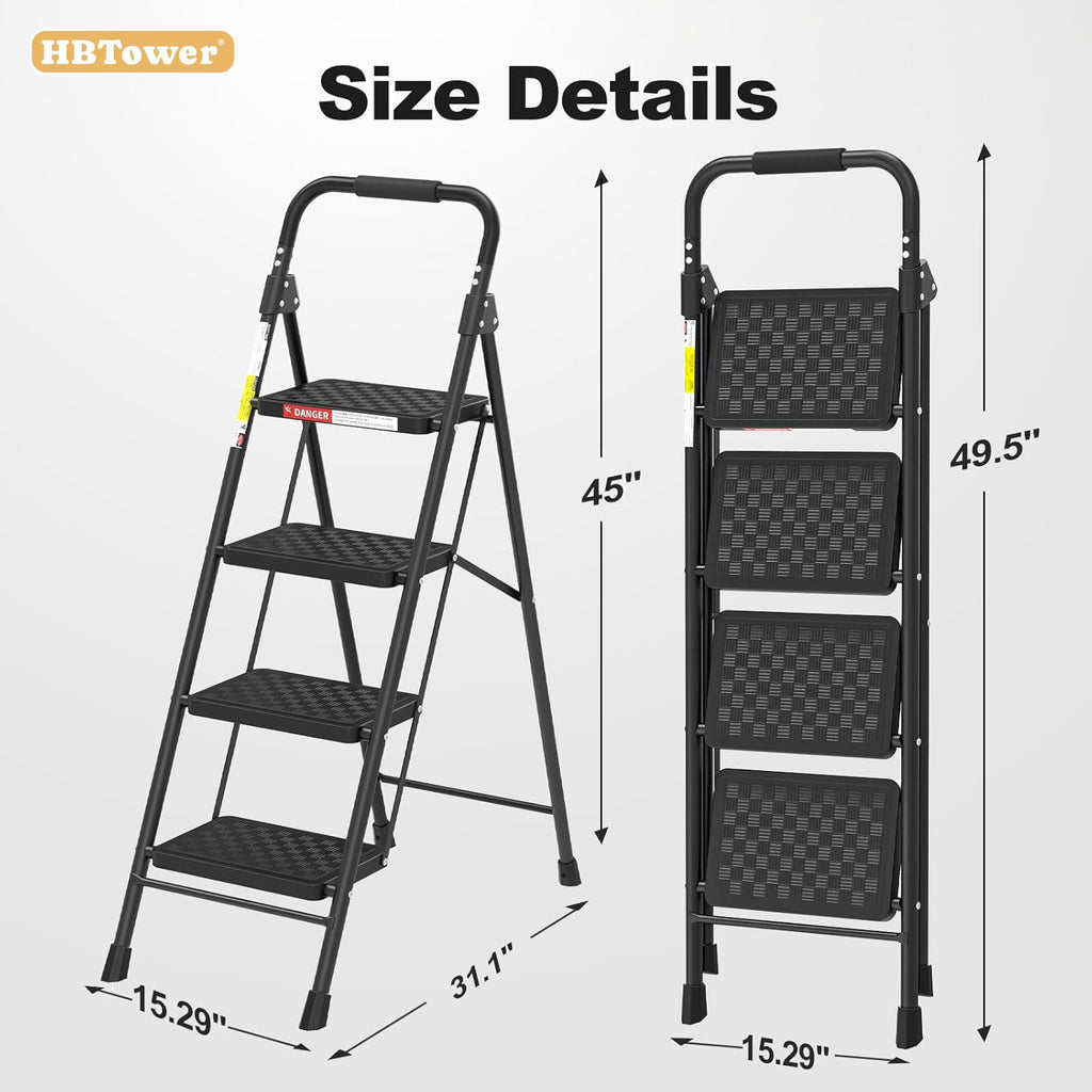 4 Step Ladder with Anti-Slip Pedal and Cushioned Handle P901