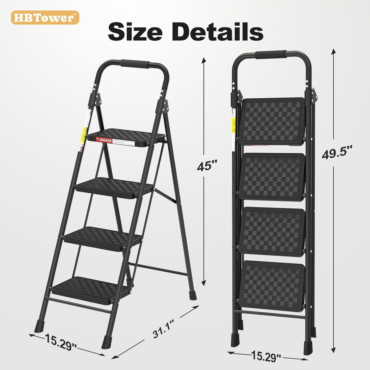 4 Step Ladder with Anti-Slip Pedal and Cushioned Handle P901
