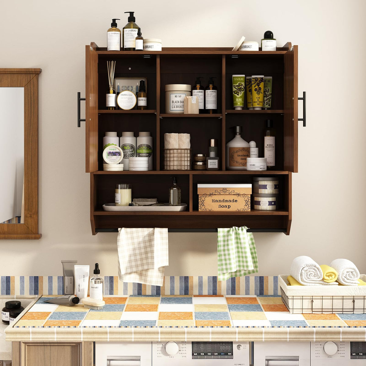 Fluted Wall Cabinet with Arched Doors & Adjustable Shelves U38674