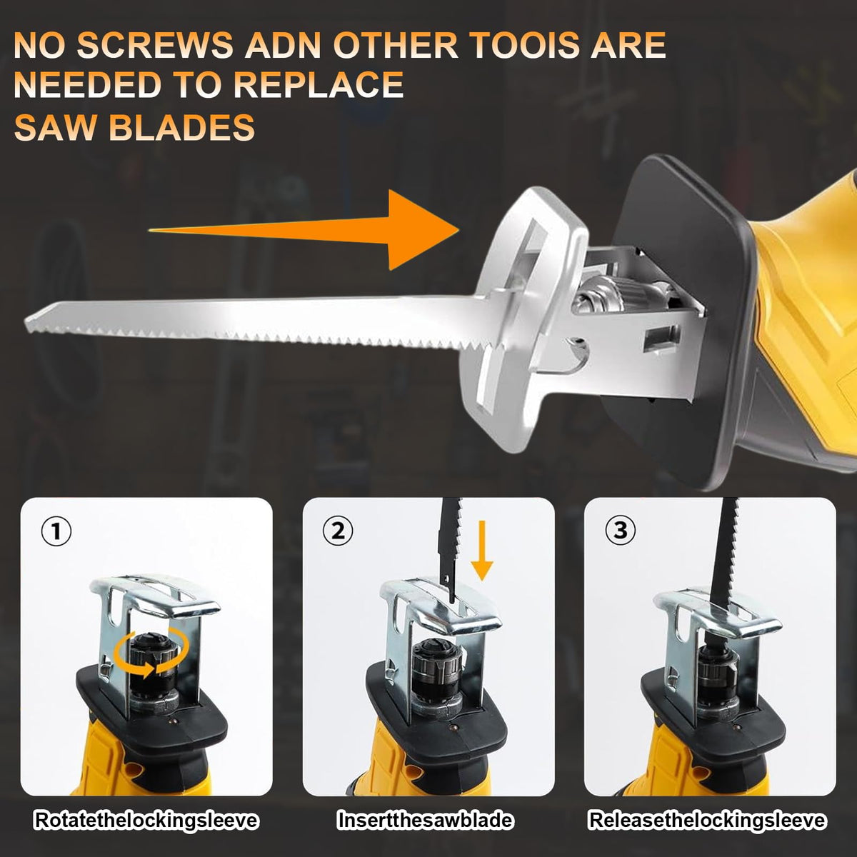 Cordless Reciprocating Saw 0-3500 SPM Variable Speed with 4 Blades G394