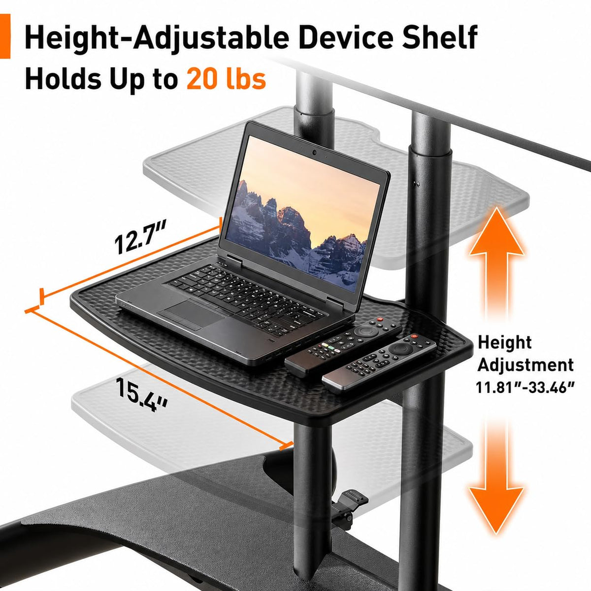Rolling TV Stand for 32-84 Inch TV, Adjustable Height with Wheels P475593