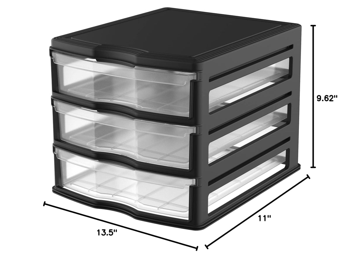 3 Pack 3 Drawer White Stackable Storage Organizer Y26624