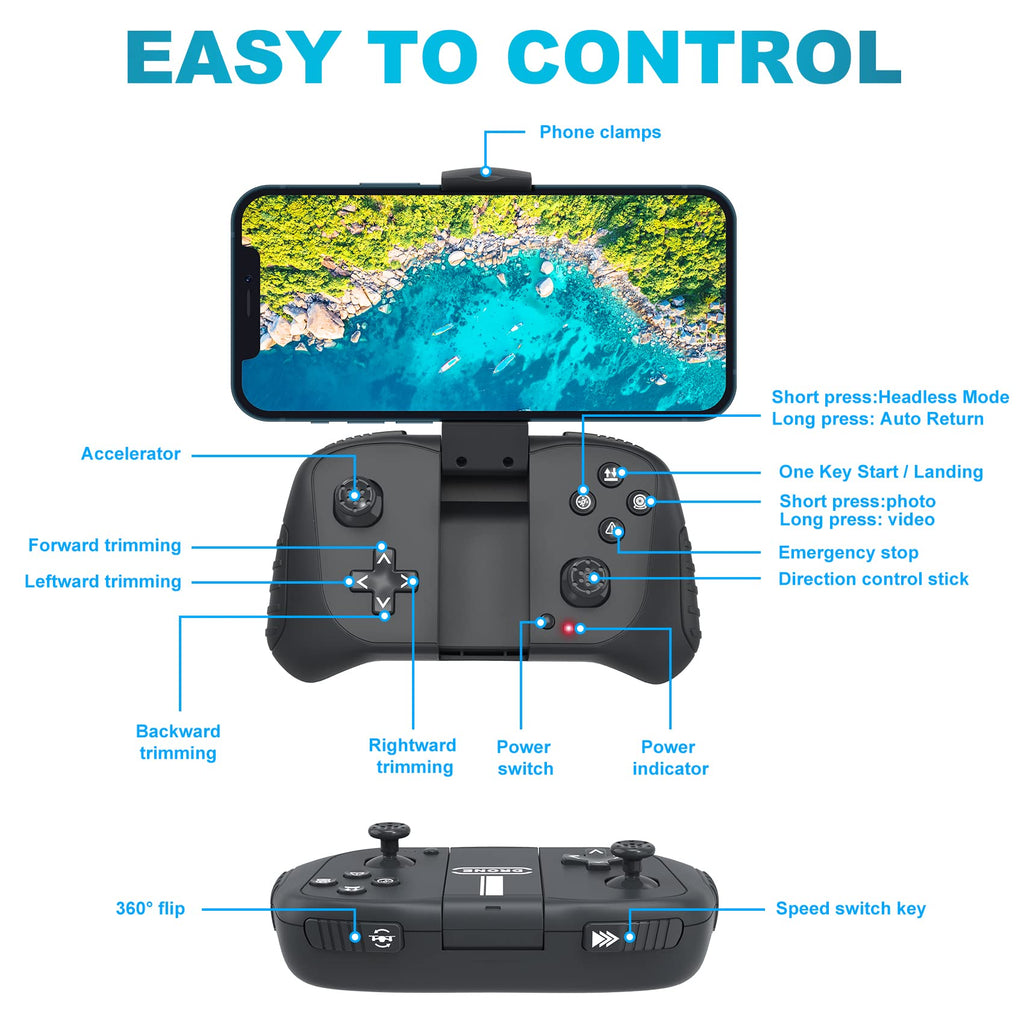 Foldable 1080P Camera Drone with 2 Batteries A31117