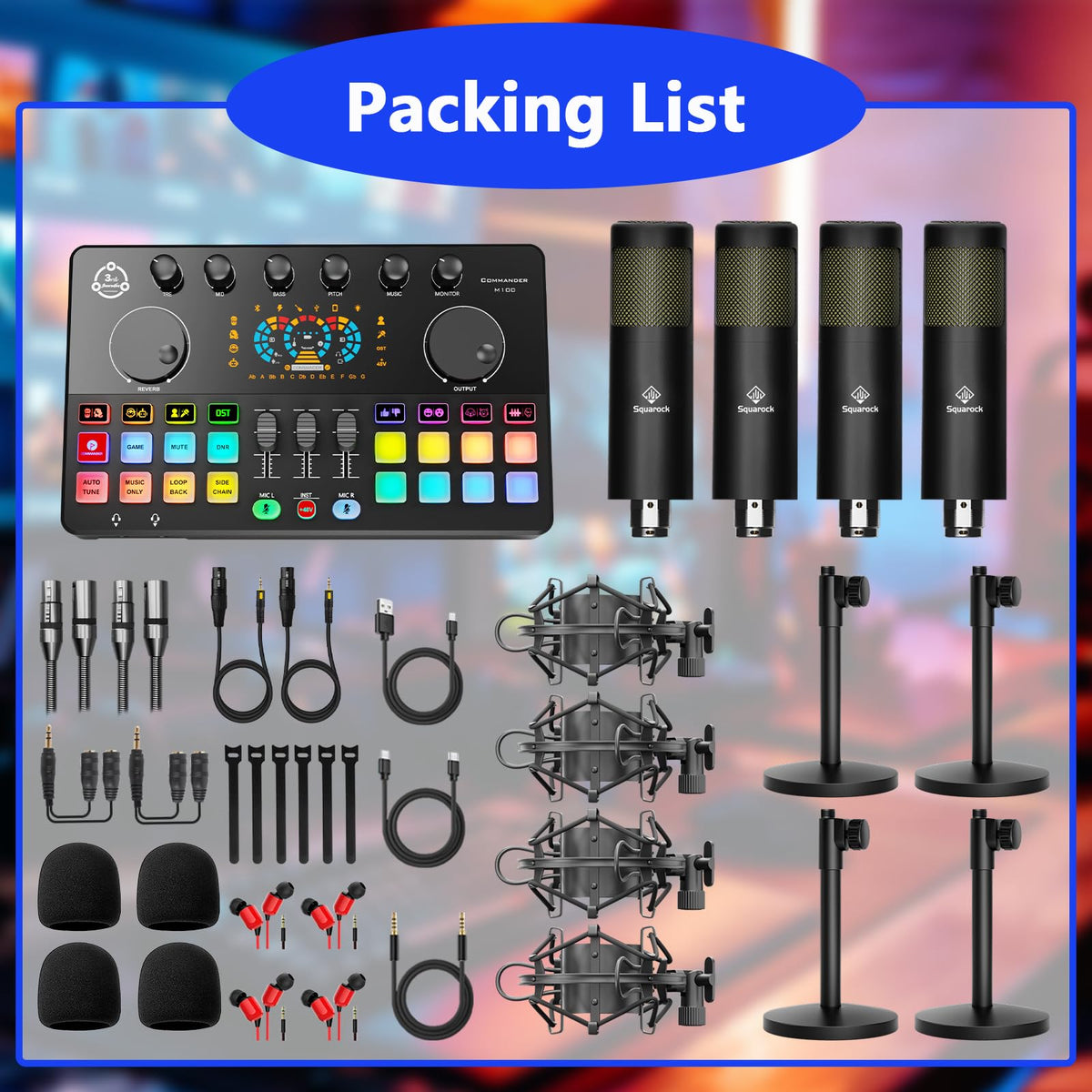 Audio Interface with 4 Dynamic Mics X645