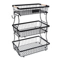 3 Tier Black Mesh Fruit Basket with 2 Banana Hangers G1700