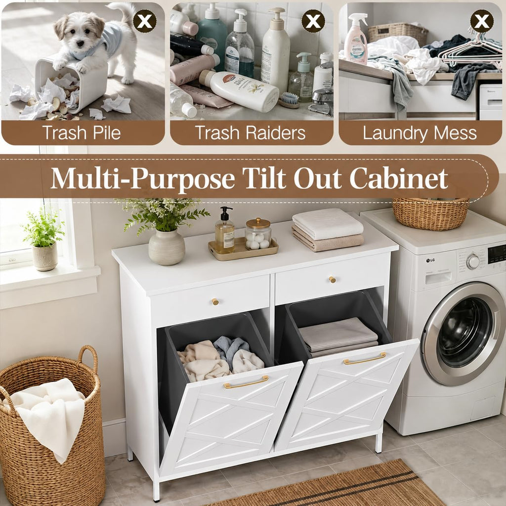 10 Gallon Metal Double Tilt Out Trash Can Cabinet N39925