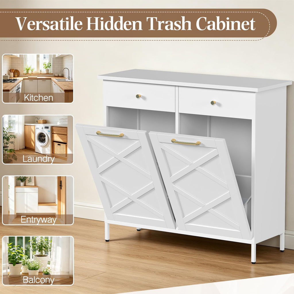 10 Gallon Metal Double Tilt Out Trash Can Cabinet N39925