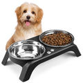 Elevated Dog Bowls with 5” Stainless Steel Bowls Black Q7720