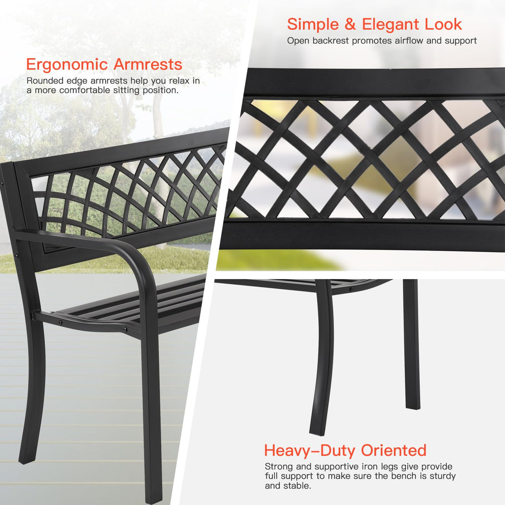 Black Outdoor Garden Bench H30722