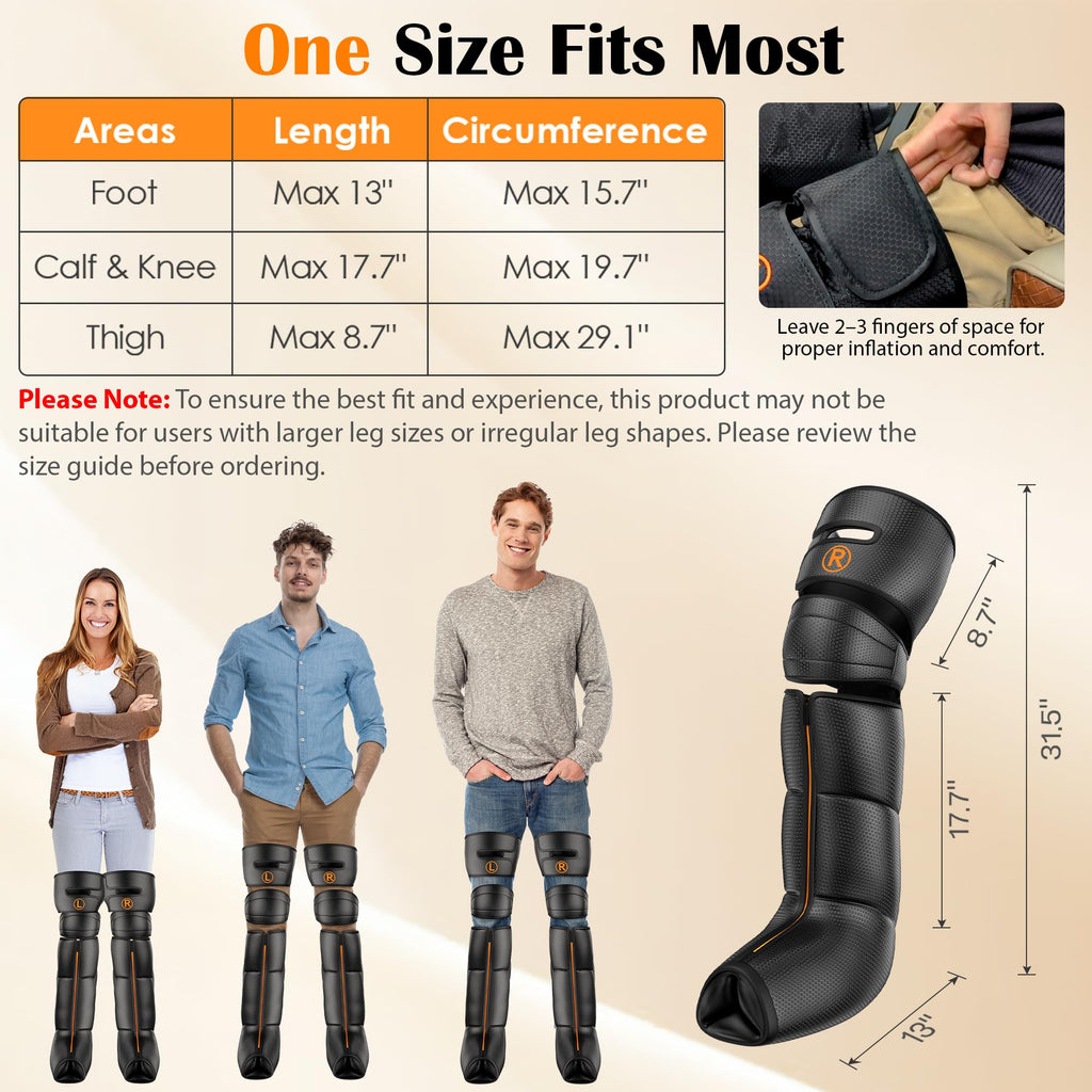 Air Compression Leg Massager with Heat, 6 Modes, 9 Intensities Q709