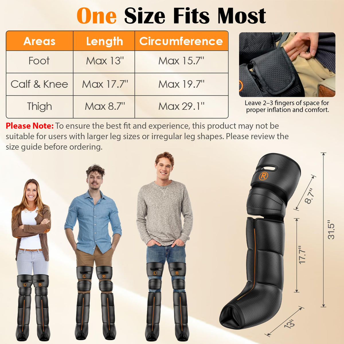 Air Compression Leg Massager with Heat, 6 Modes, 9 Intensities Q709