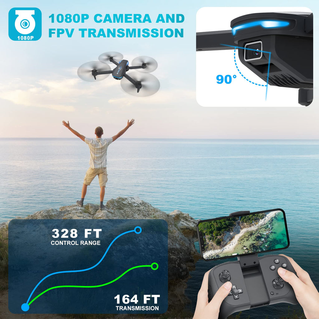 Foldable 1080P Camera Drone with 2 Batteries A31117