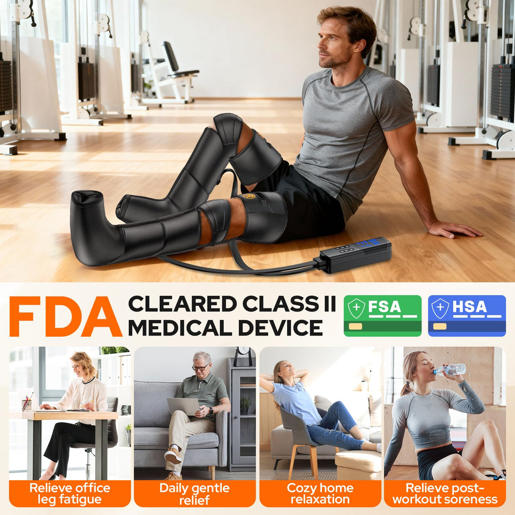 Air Compression Leg Massager with Heat, 6 Modes, 9 Intensities Q709